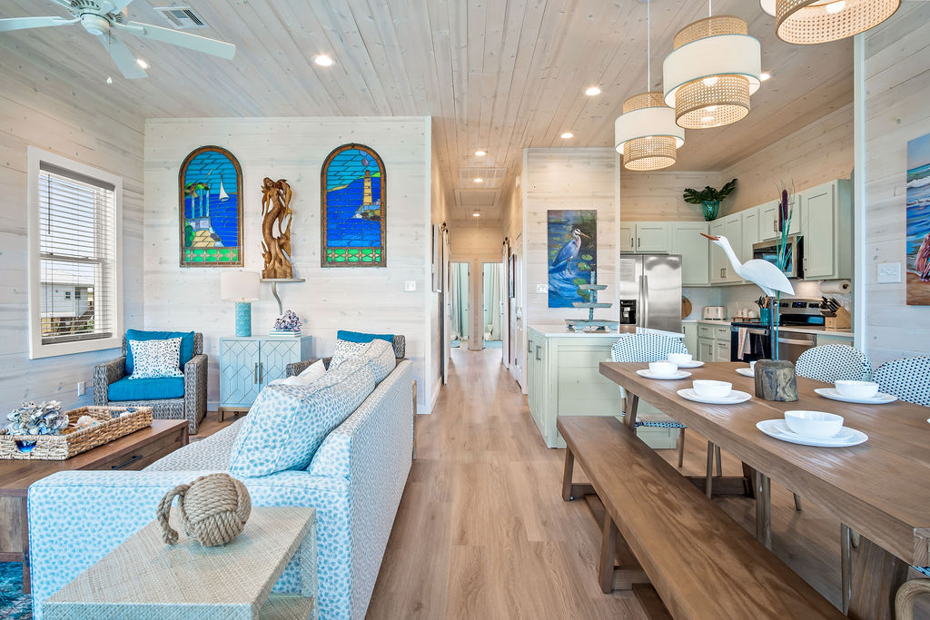 Open living, dining and kitchen